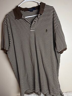 Ralph Lauren Brown & White Striped Polo